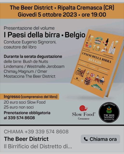 In quel di ‘The Beer District’ fanno pure cultura e presentano libri: Chapeau! Ah la Birra Mostaccina di Ripalta Cremasca, coi Tortelli Cremaschi … spacca.