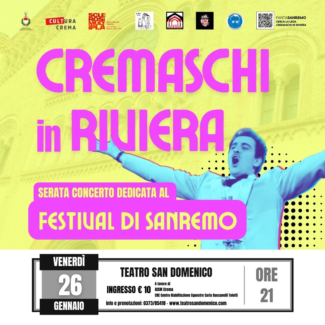 Torna al Teatro San Domenico  lo spettacolo musicale benefico “Cremaschi in Riviera”