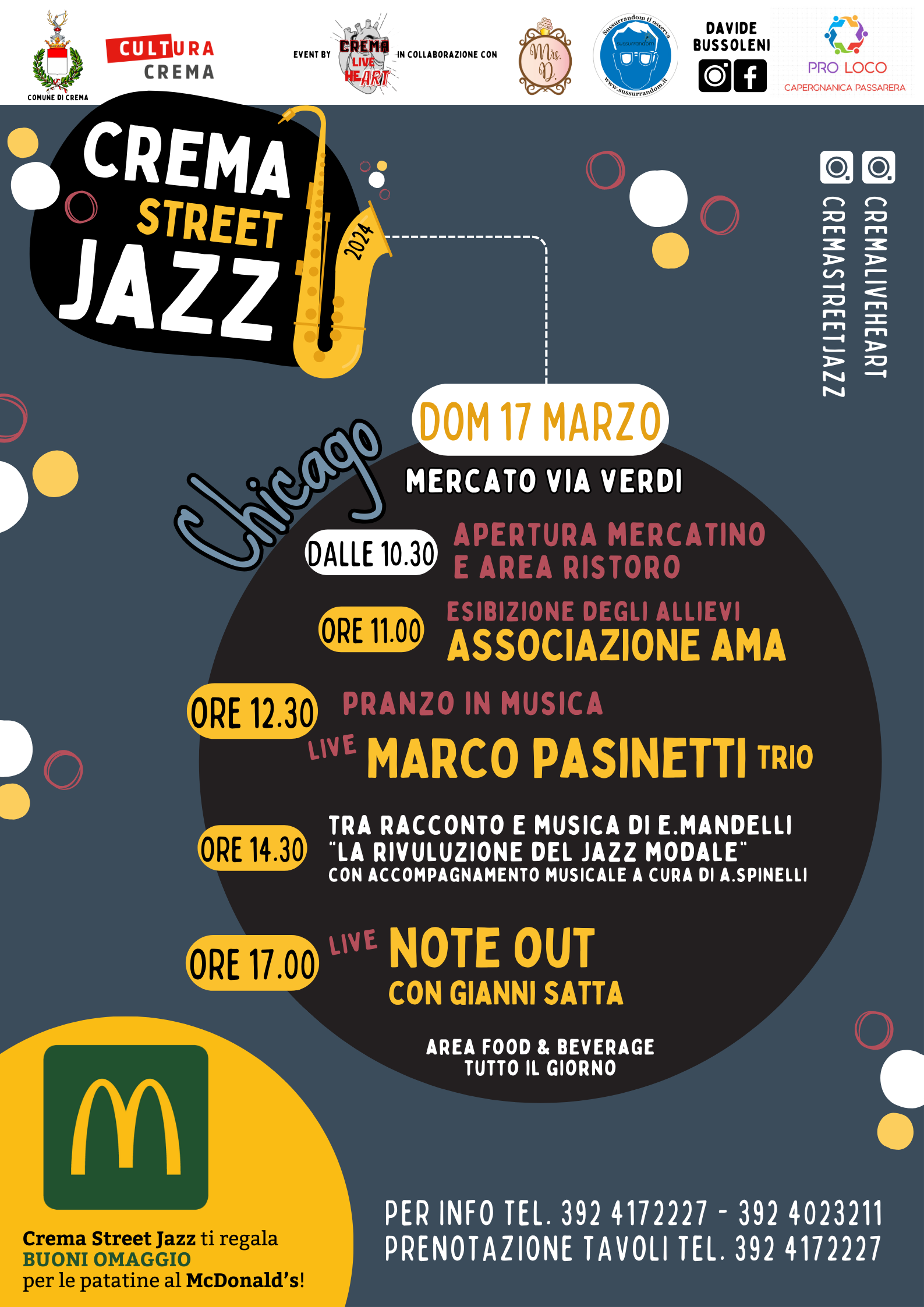 Crema Street Jazz, festa conclusiva al mercato domenica 17 marzo