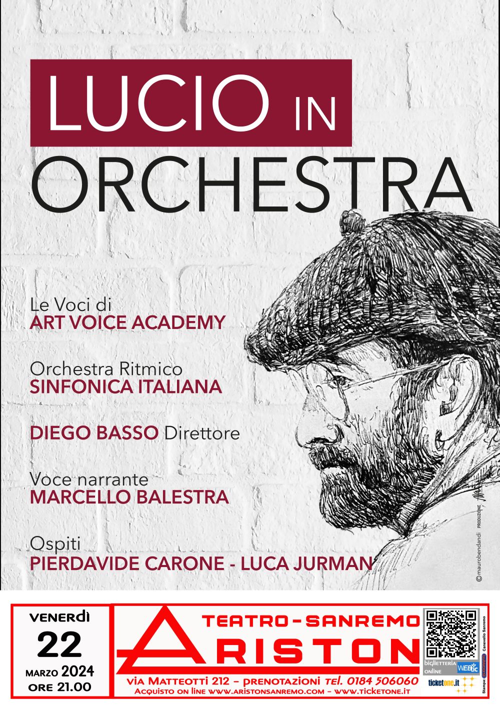 Il 22 marzo arriva per la prima volta al Teatro Ariston di Sanremo “Lucio in orchestra”, evento dedicato al cantautore bolognese