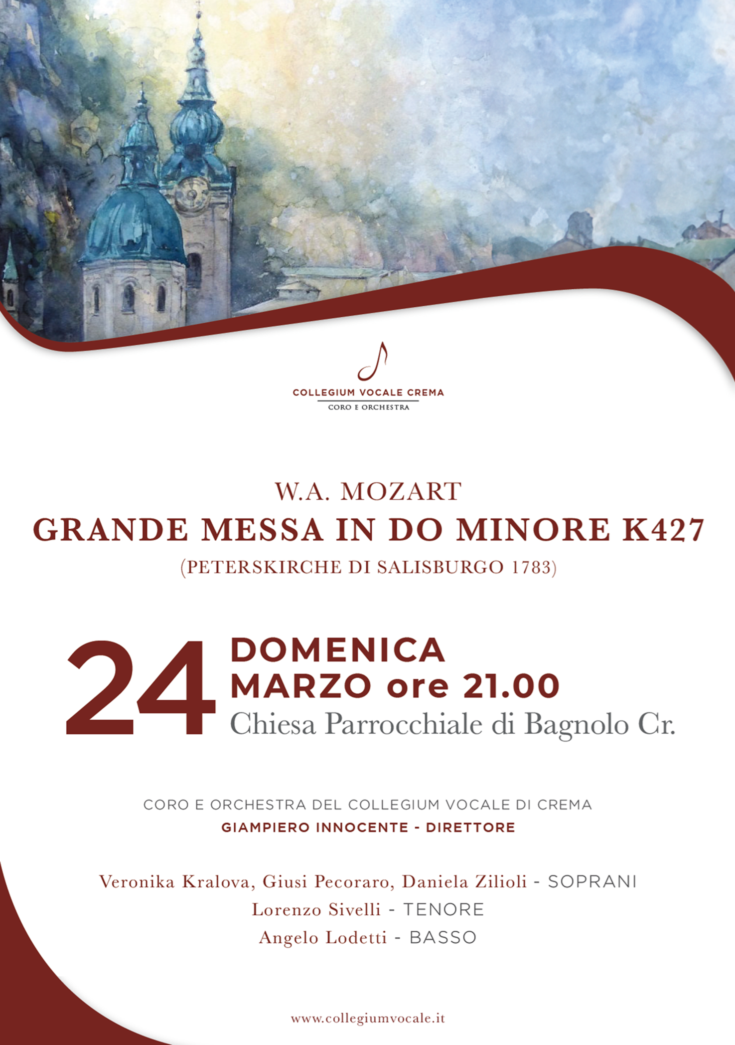 Il concerto della Domenica delle Palme nel segno della Grande Messa di Mozart il 24 marzo a Bagnolo