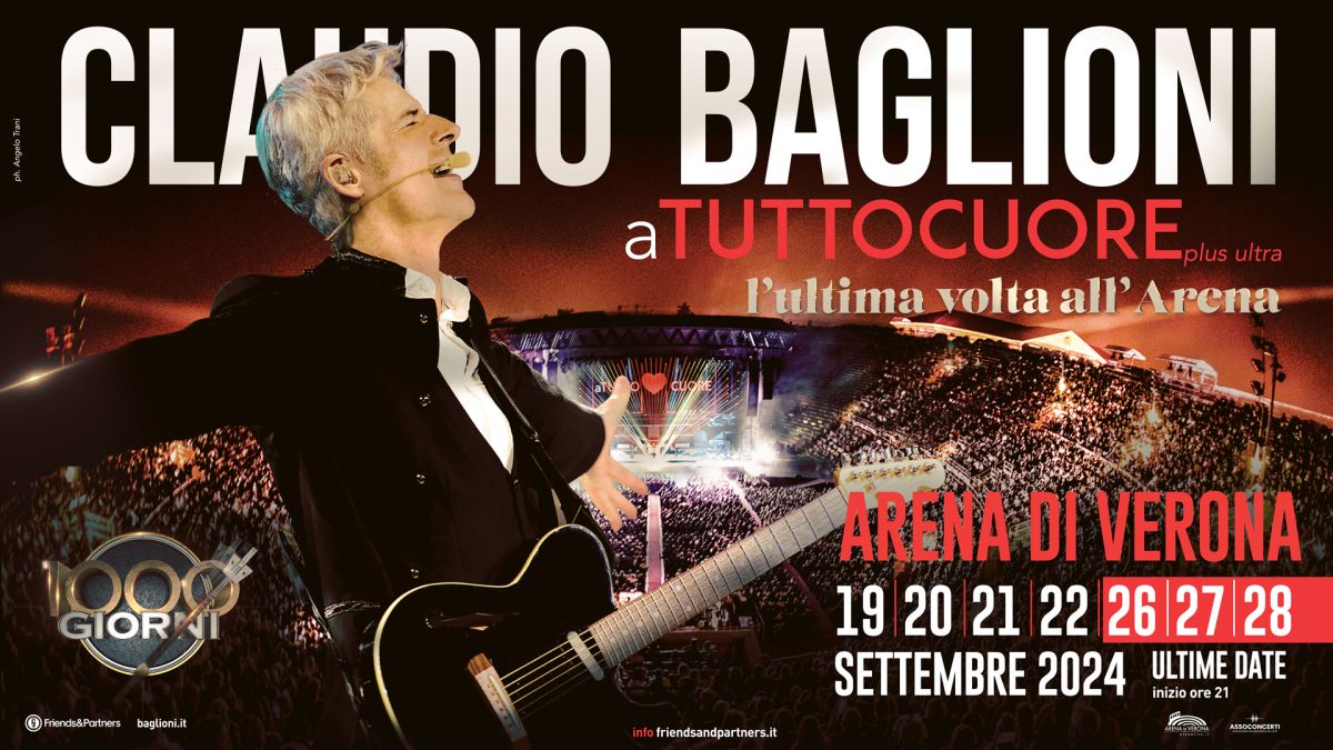 A settembre 7 grandiosi eventi all’Arena di Verona per Baglioni