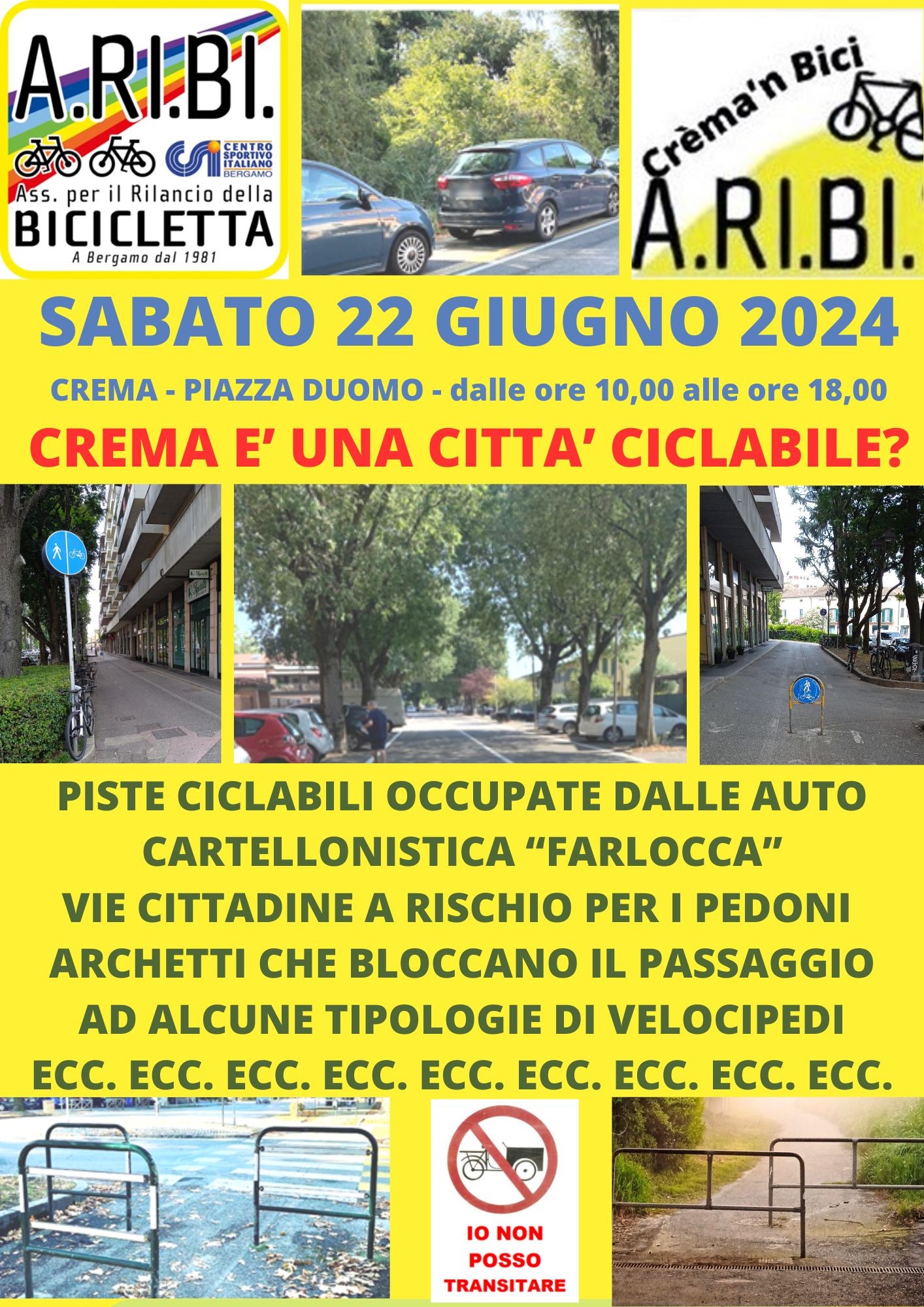 A.RI.BI. Crèma ‘n Bici, sabato in piazza Duono per sensibilizzare i cremaschi