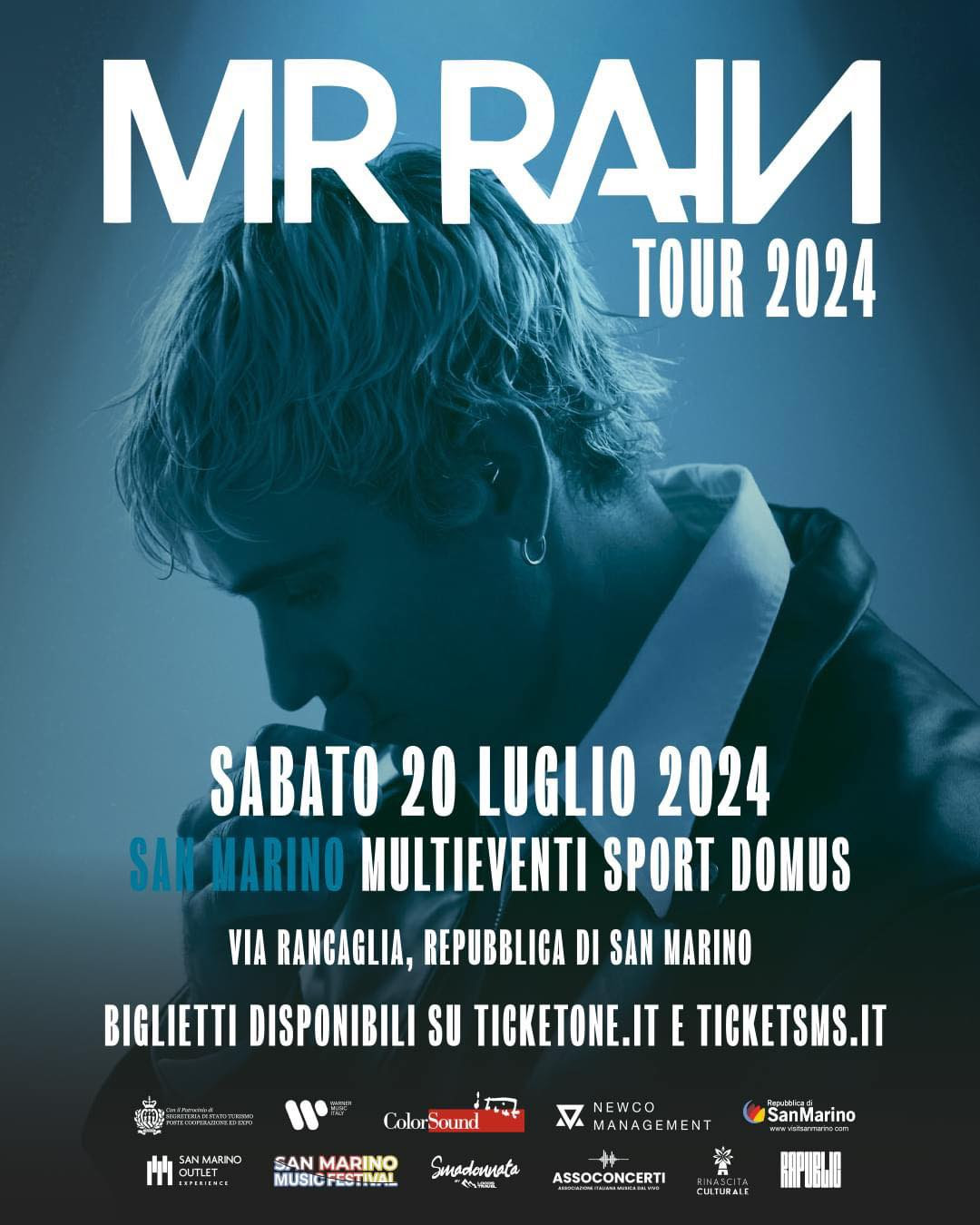 Mr.Rain in tour a San Marino.  Il 20 luglio al Multieventi Sport Domus il concerto dell’artista