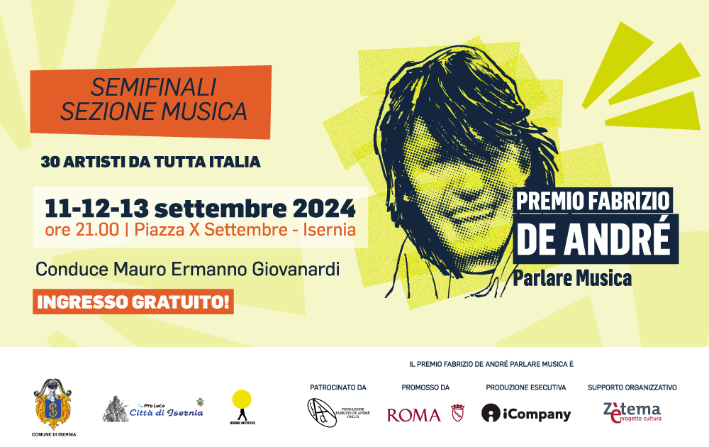 Premio Fabrizio De André: a settembre la finale della 23ª edizione torna nella storica Piazza Fabrizio De André a Roma